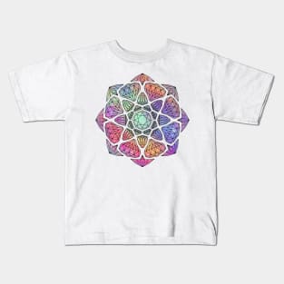 Glitter Powder Crystal Mandala - Black Outline Kids T-Shirt